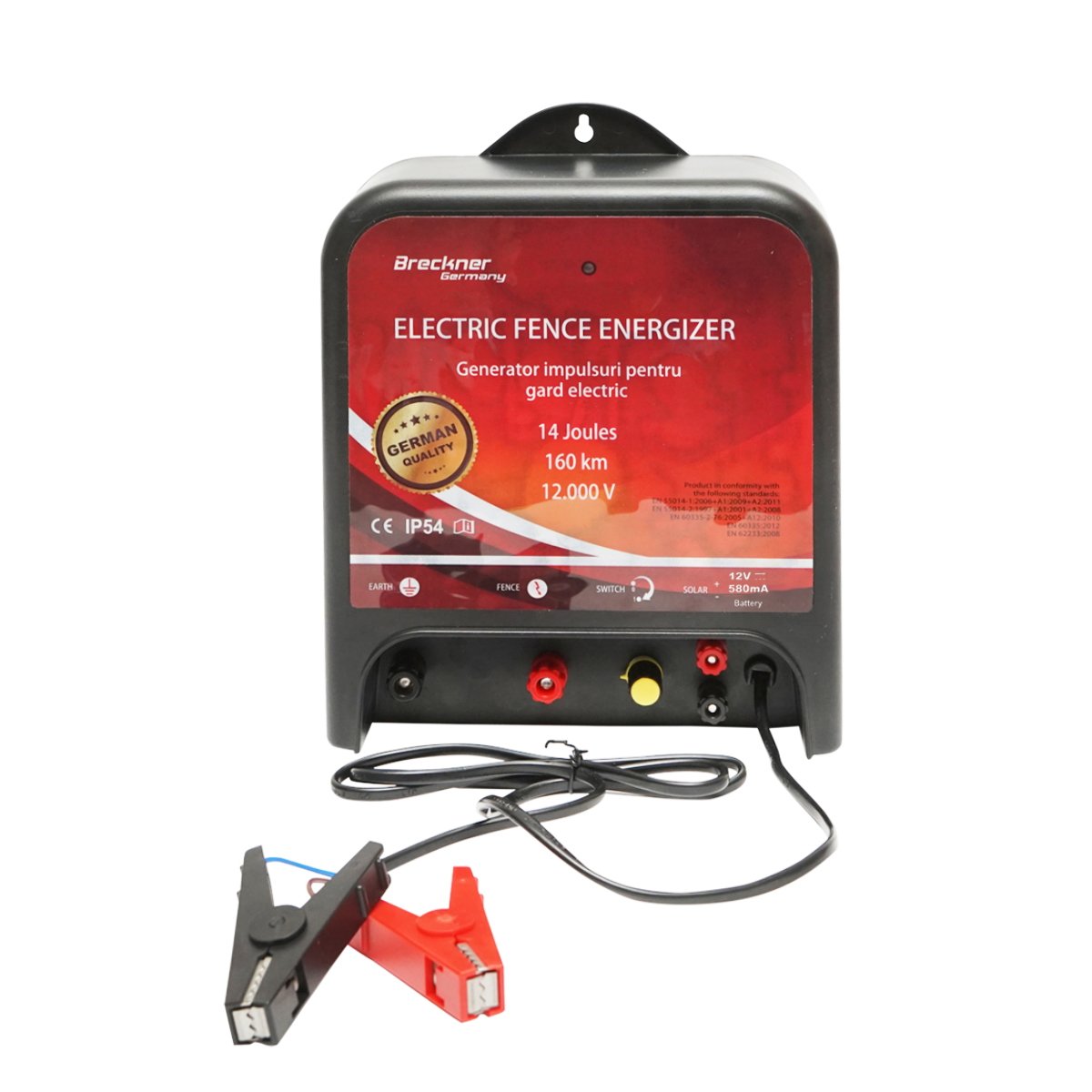 Kit complet gard electric 12V, 14 Joule sarma 1000m cu panou solar 20W si 100 izolatori Breckner Germany